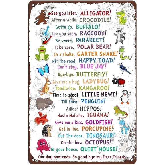 Vintage Metal Sign Funny Animal Poster See You Later Alligator Home Decor Wall Art Metal Tin Signs Christmas Decor for Home Cafe Bar Pub Garden Office Club Gym Man Cave 8X12 Inch