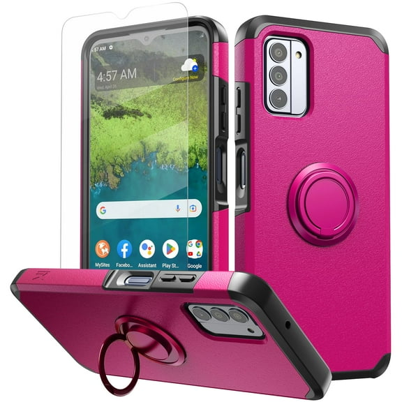 For Nokia G310 5G Kickstand Hybrid with 360° Rotate Ring Stand Magnetic Hard PC TPU Shockproof   Screen Protectror Cover ,Xpm Phone Case [ Hot Pink ]