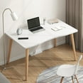 thumbnail image 5 of WETS TALUS Modern Ergonomic Design Thickened Plate Spacious Desktop Computer Desk Solid Wood PC Work Writing Table White, 5 of 10