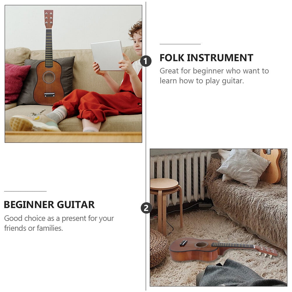 PartyKindom 1Pc Beginner Guitar Wood Coffee Standard Guitar Shape for Beginner