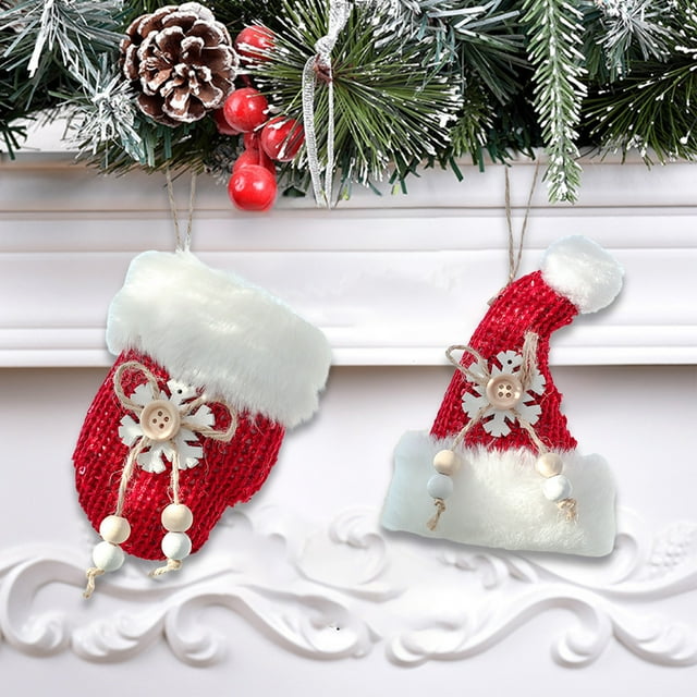 Fiudx Colgante de Gorro Navideño, Tejido Rojo, Artesanía Exquisita, Decoración Festiva para El Hogar, Versátil para Árbol y Ventana, Ideal Como Regalo Navideño, Tamaño 7 X 3 Cm.