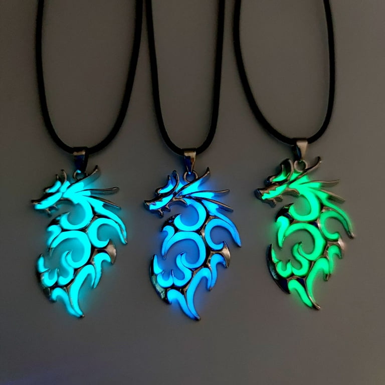 Dragon Necklace for Women Men Magic Glowing Flame Dragon Pendant Necklace  Glow in the Dark Teen Girls Luminous Jewelry 