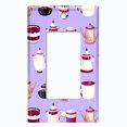 thumbnail image 2 of Metal Light Switch Wall Plate Outlet Cover (Coffee Mocha Espresso Tea Pot Kettle Maker Festive Cup Purple Pattern - Single Rocker), 2 of 2
