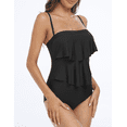 thumbnail image 4 of Hilor Womens One Piece Strapless Swimsuits Layered Flounce Swimwear Tummy Control Bandeau Bathing Suits, 4 of 7