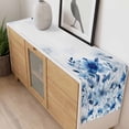 thumbnail image 4 of Blue Ombre Floral Table Runner - 108 Inch Long, Kitchen Dining Table Runner Dresser Scarves, Spring Elegant Flowers Watercolor Farmhouse Decor for Coffee Tables Wedding Party Banquet, 4 of 8