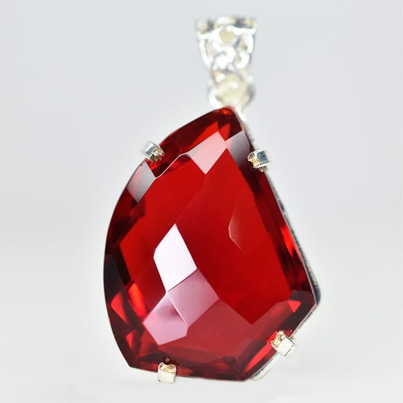 Unique Fancy Cut 84 Ct Lab Created RED Ruby Gems Pendant Jewelry Free Delivery