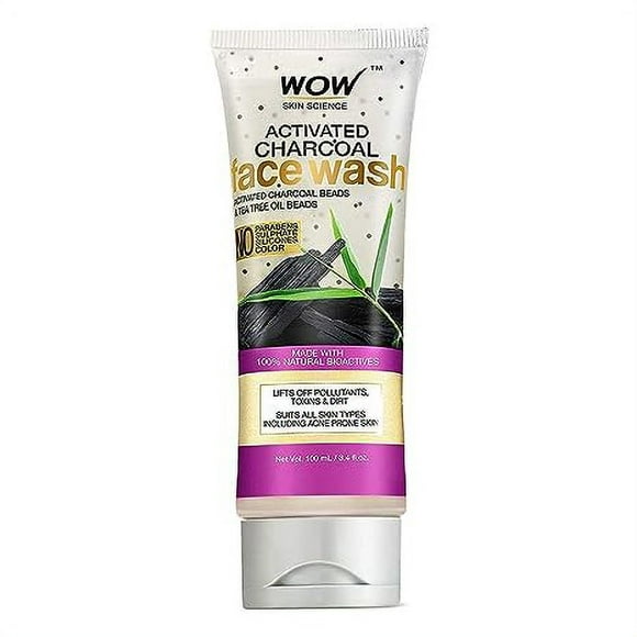 WOW Skin Science Activated Charcoal Face Wash - Deep Cleanser For Normal, Dry, Oily Skin & Acne Pore Minimizer, Men, Women - Daily Facial Wash, Exfoliating Moisturizer - Sulfate, Paraben Free - 100ml