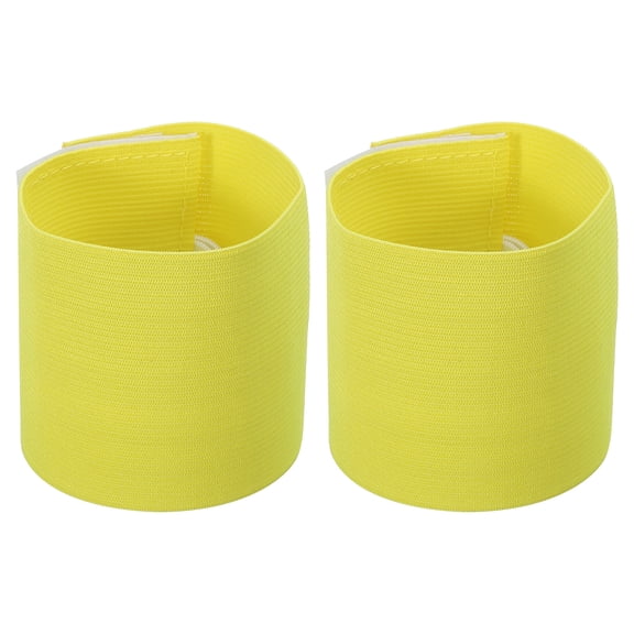 Uxcell 9.4x2.5" Soccer Captain C Armband, 2 Pack Nylon Unisex Elastic Band Adjustable for Youth Team Training, Yellow