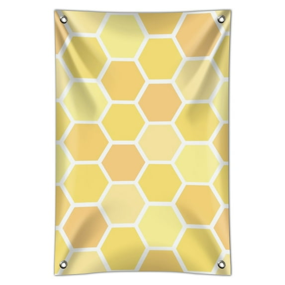 Yellow Honeycomb Pattern Home Business Office Sign