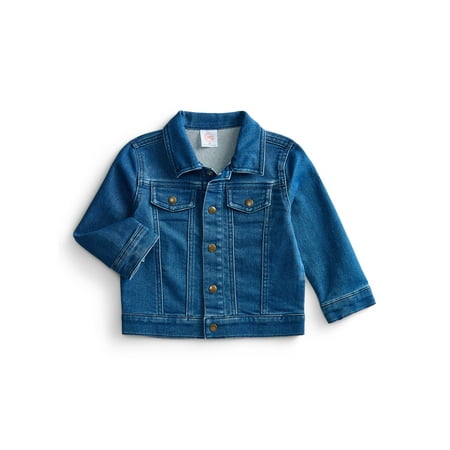 Wonder Nation Baby Girls Denim Jacket with Long Sleeves, Sizes 0/3M-24M