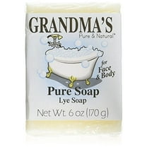 Grandma's Pure Lye Soap Bar - 6.0 oz Unscented Face & Body Wash Cleans with No Detergens, Dyes & Fragrances - 60018