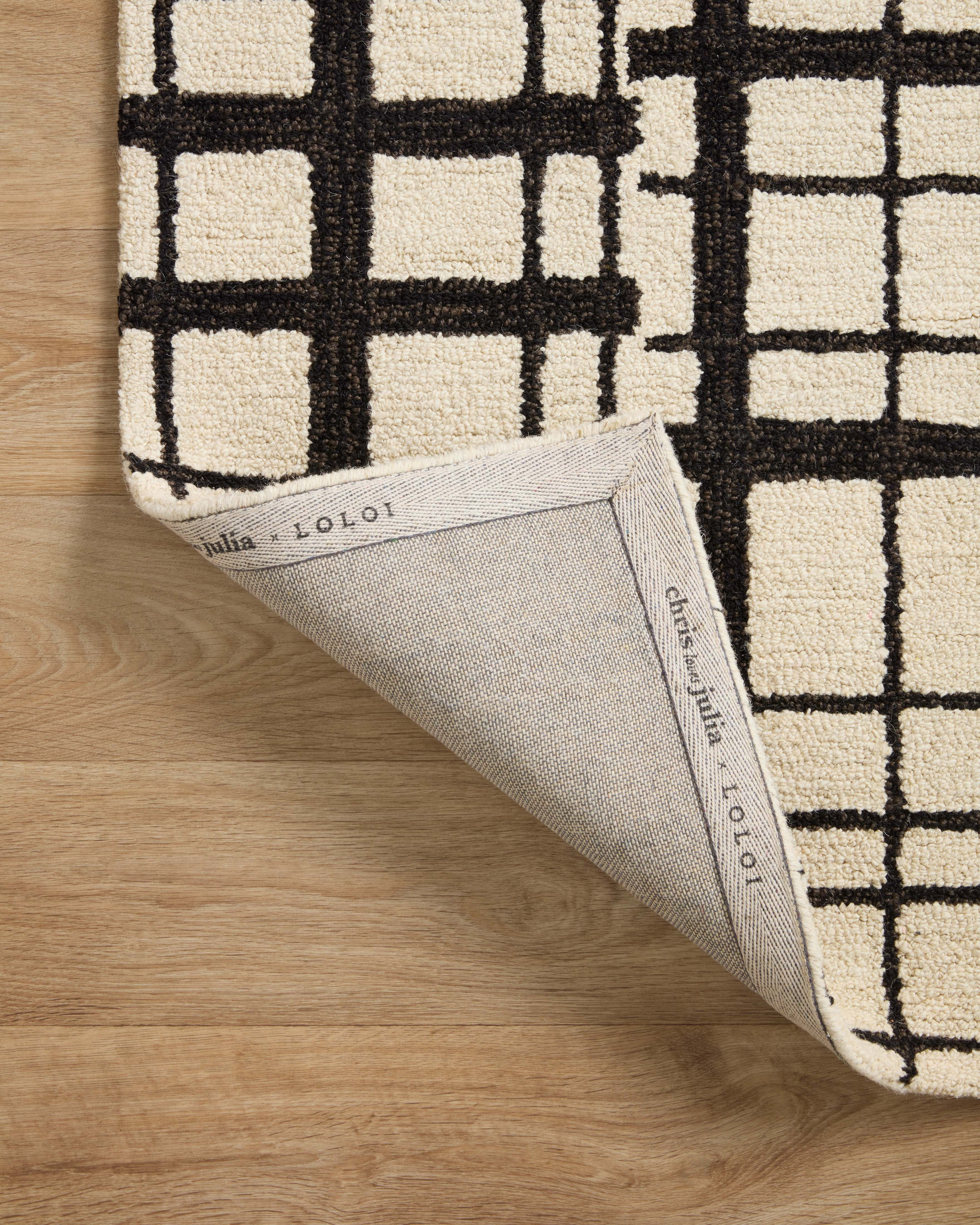 Chris Loves Julia x Loloi Polly Plaid Black/Ivory 2'-3" x 3'-9" Area Rug