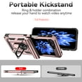 thumbnail image 3 of JTCASES for Samsung Galaxy Z Flip5 Case, Heavy Duty Protection Magnetic Car Mount Rotating Stand [Slide Camera Window] Rugged Shockproof Anti-fall Shell for Z Flip5, Rosegold, 3 of 9