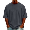 thumbnail image 2 of Agkizg Men Crew Neck T Shirts, Short Sleeve Solid Loose Drop Shoulder Casual Tops Soft Basic Tees for Daily Outdoor Summer Everyday Wear, 2 of 6