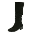 thumbnail image 2 of Wavsuf Western Boots for Women Horses Winter with Zipper Slip Resistant Oversized Mid Calf Flock Black Shoes Size 39, 2 of 5