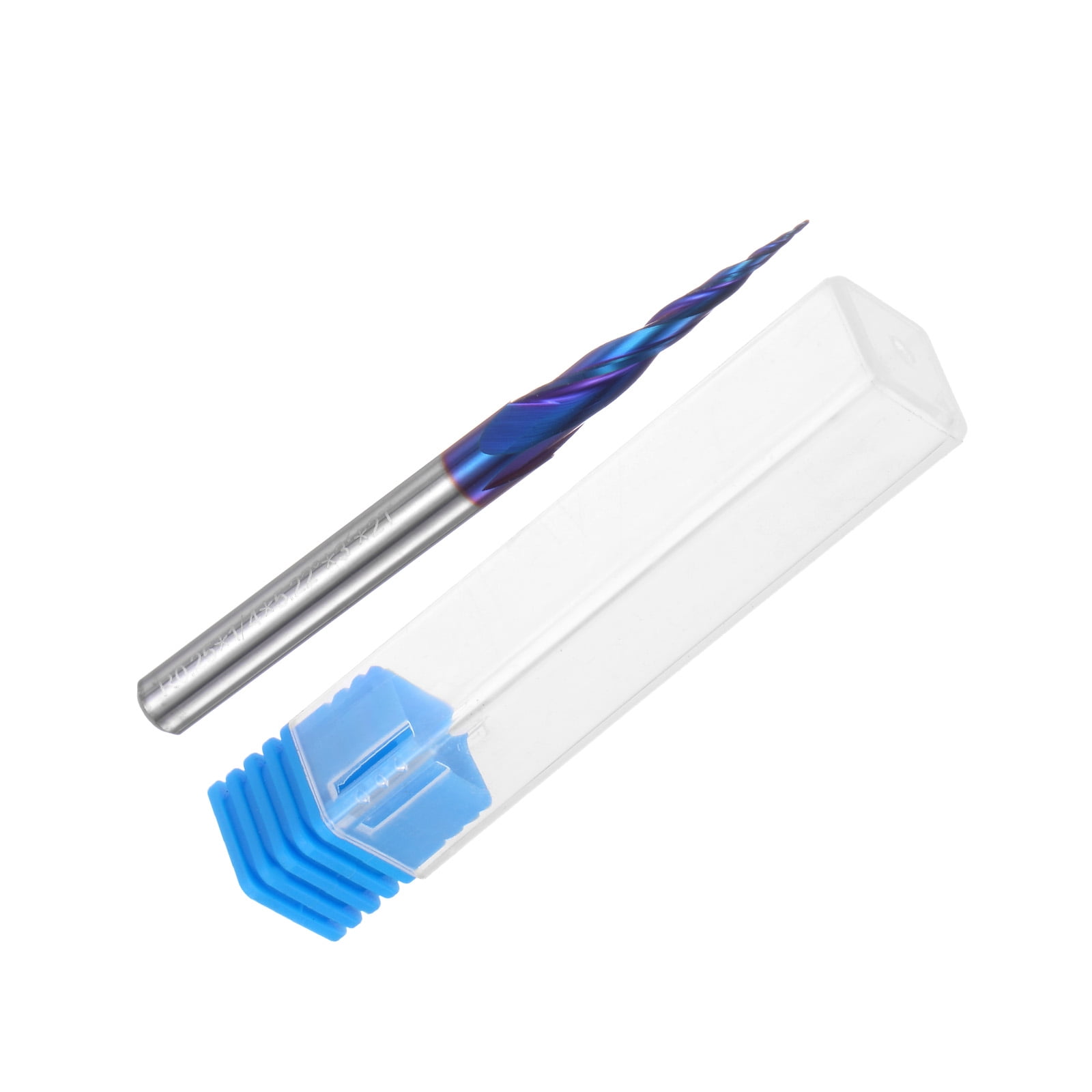 Uxcell Tapered Ball Nose End Mill 0.25mm Radius 1/4" Shank Solid Carbide Coated Upcut Spiral 2 Flutes