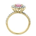 thumbnail image 2 of 10K Yellow Gold Natural Pink Topaz Ring Round 8mm Floating Halo Diamond, size 10, 2 of 4