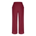 thumbnail image 6 of Lekwk Cropped Pants for Women Elastic High Waist Casual Pants Drawstring Wide Leg Capri Pants with Pockets Baggy Spring Fashion Palazzo, 6 of 9
