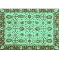 thumbnail image 1 of Ahgly Company Machine Washable Indoor Rectangle Oriental Turquoise Blue Traditional Area Rugs, 5' x 7', 1 of 4