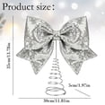 thumbnail image 2 of 1pcs Christmas Tree Topper Ornament,Metal Spring Base Glitter Bow Christmas Tree Toppers,Xmas Hanging Ornament for Holiday Party Indoor Outdoor Wreath Stairs Decoration,11.81x13.78 inch(Z5-Silver), 2 of 5
