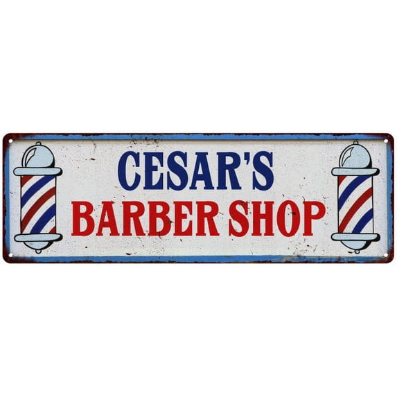 CESAR'S Barber Shop Hair Salon Gift Metal Sign Retro 6x18 206180031073