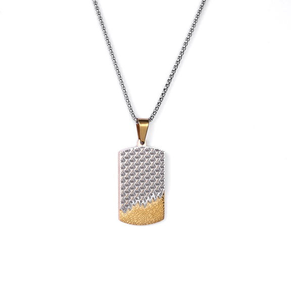 Iron Saints Men Two Tone Drip Pendant Necklace, Stainless Steel, Men Fashion Steel Pendant
