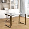 thumbnail image 4 of Homycasa Modern Glass Dining Table - Rectangular Clear Glass Top with Metal Frame for Dining Room Office, 4 of 9