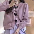 thumbnail image 4 of Suéter tipo cárdigan de punto con cuello en V y lazo con patrón tridimensional para niña dulce, estilo coreano, otoño e invierno, nuevo estilo suave para mujer, 4 of 5