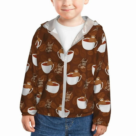 

Lukts Sloths Need More Coffee Print Children s Long-Sleeved Sun Protection Clothing Hooded Sweatshirts for Boys and Girls Outdoor Sports-2 Years