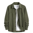 thumbnail image 4 of Shackets for Men Classic Corduroy Button Front Lapel Long Sleeve with Pockets Office Jacket, 4 of 9