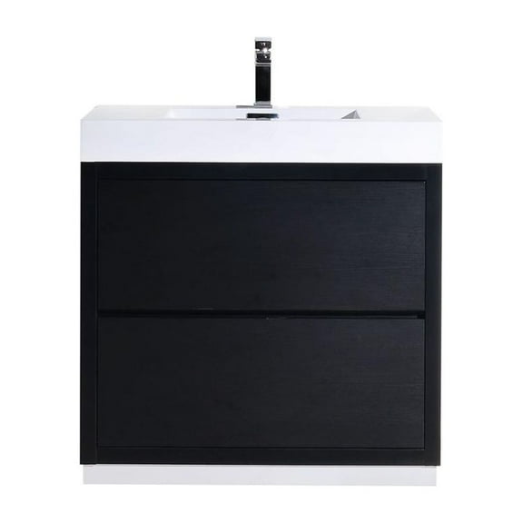 Kubebath Bliss 40" Black Free Standing Modern Bathroom Vanity
