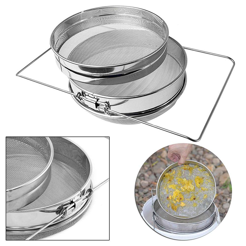 Stainless Steel Double Layer Strainer Honey Filter Sieve Beekeeping