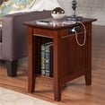 thumbnail image 2 of Leo & Lacey Modern Solid Wood Side Table w/ USB Charger in Walnut, 2 of 8
