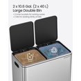 thumbnail image 5 of 10.6-Gallon Dual Compartment Trash Can - Stainless Steel Kitchen Bin with Pedal, Airtight Lids & 15 Bags, Silver/Black, 5 of 8
