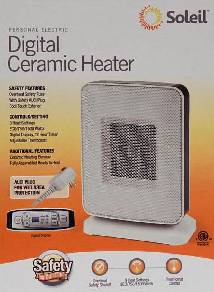 Soleil Digital Electric Portable Ceramic Space Heater, PTC-910B - image 5 of 5