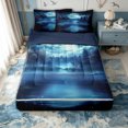 thumbnail image 2 of Erosebridal Magical Moon Zipper Full Size Comforter Sets with Fitted Sheet and 2 Pillowcases for Boys Girls, Mystic Forest Lake Zipper Bedding Set, Navy Reversible, 4-Piece, 2 of 7