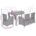 thumbnail image 4 of vidaXL 7 Piece Garden Dining Set with Cushions Grey Poly Rattan, 4 of 5