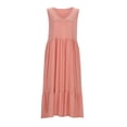 thumbnail image 3 of Hwmodou Women Dresses Summer Sleeveless Vacation Simple V-Neck Swing Dress Casual Flowy Tiered Maxi Beach Daily Dress With Pockets Chic Ladies Sundress, 3 of 7