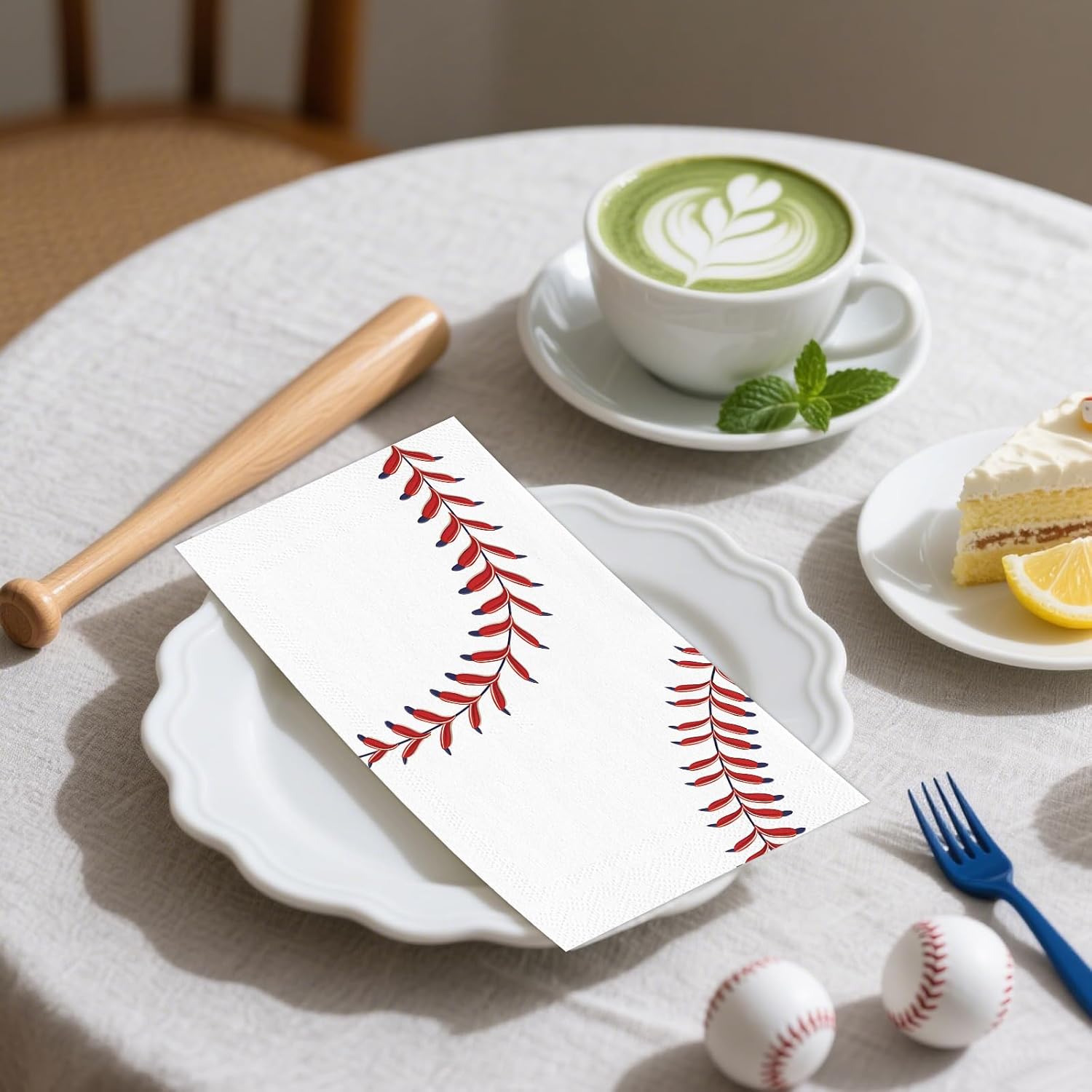 100 PCS Baseball Paper Napkins, Disposable Baseball Bathroom Guest Hand Towels Sports Theme Dinner Napkins Decorative for Kitchen Home Birthday Baby Shower Party Decoration (Baseball)