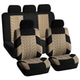thumbnail image 2 of FH Group FH Travel Master Car Seat Covers for Auto, Complete Seat Covers Set with Black Carpet Floor Mats, Beige Black, 2 of 4