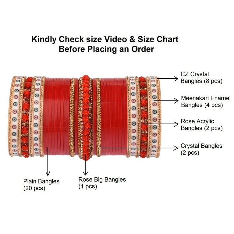churi Efulgenz Indian Bridal Bangle Set for Wedding Traditional Red