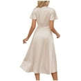 thumbnail image 5 of Mefallenssiah Été Casual Manches Courtes V-Cou Solide Sexy Fluide Robe Longue Midi, 5 of 5