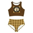 thumbnail image 2 of "Golden Roses" Print (Brown) Sporty Bikini Set, 2 of 6