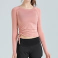 thumbnail image 2 of Kaemgyyd Workout Tops for Women Long Sleeve Athletic Yoga Running Cropped Shirt Crew Neck Slim Gym Tight Drawstring Tunic Tee, 2 of 4