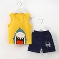 thumbnail image 4 of NIEWTR Toddler Baby Boys Outfit Sleeveless Vest Tank Tops Casual Shorts Sets 2PCS Summer Baby Clothes & Dailywear Set Boys Pajamas Baby Boy Gift(Dark Blue,12-18 Months), 4 of 4
