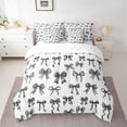 thumbnail image 2 of Feelyou Teens Black Bowknot Bedding Comforter Set 7 Pieces, Cycle Polkadot Abstract Full Bedding Set, Modern Fashion Ribbon Reversible Fitted Sheet Flat Sheet, Breathable Home Decor, 2 of 7