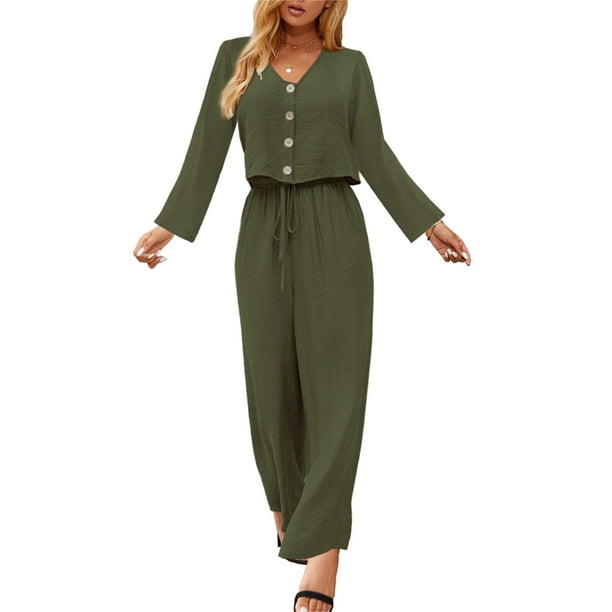 Traje de pantalon superior para mujer traje de pantalon superior para mujer Conjunto de pantalones de pieza para mujer Top de manga larga Pantalones