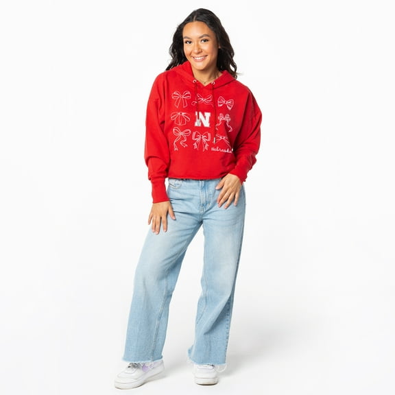 Women's ZooZatz Scarlet Nebraska Huskers Cropped Pullover Hoodie