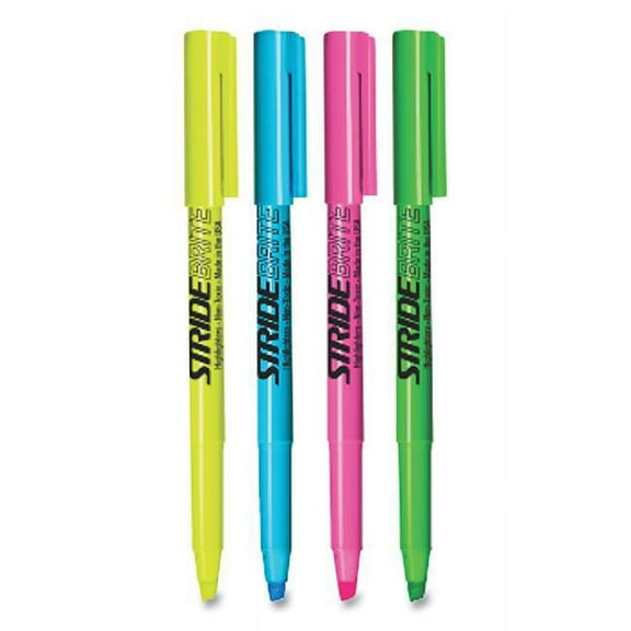 Stridebrite Stick Highlighters - Chisel Tip - Assorted Ink & Barrel Color - Pack of 24