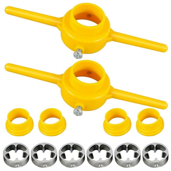 12Pcs PVC Thread Maker Tool, Pipe Threader Plumbing Tool Kit Reusable Round PVC Pipe Threader Set 1/2in,3/4in,1in Dies